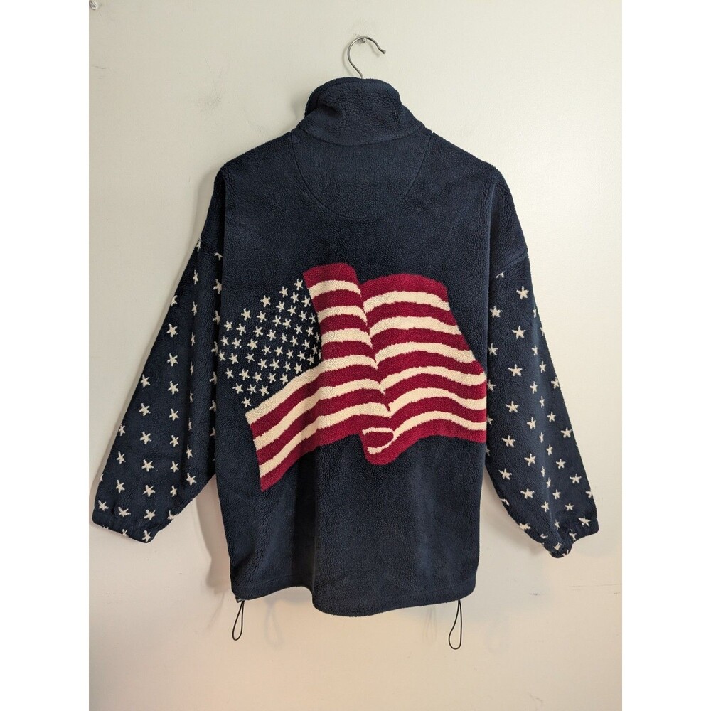Bear Ridge Outfitters Patriotic Sherpa Fleece Jacket USA 250 Flag Blue L Unisex